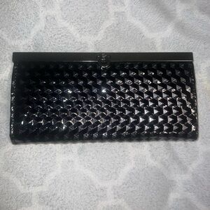 Black Geometric‎ Kiss Lock Evening Bag Party Clutch Wallet